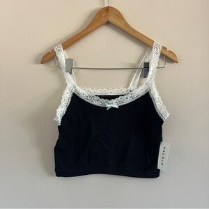 PacSun Black and White Lace Trim Tank Top